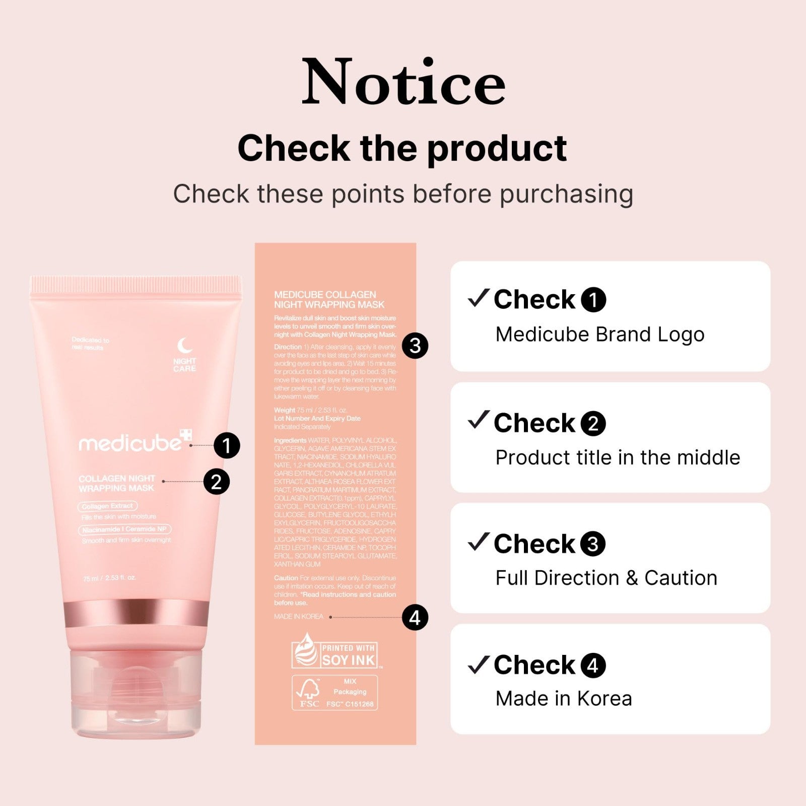 Medicube Collagen Overnight Wrapping Peel off Facial Mask Pack - Elasticity & Hy