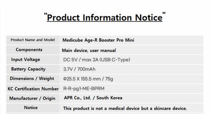 Age-R Booster Pro Mini Skin Toning Device with Rechargeable Battery – White